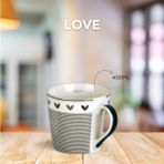 Tohana Porselen Kupa 400ML Love Serisi Desen2 - Beyaz - 6 Adet