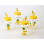 TOHANA SİLİKON KAPAKLI PİPETLİ 500 ML CAM KUPA 77034