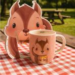 Tohana Sincap Figürlü Porselen Kupa - Pembe - 350 ml