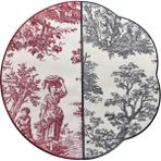 Toile De Jouy Seletti 2'li Amerikan Servis Kırmızı - Antrasit - 38 x 38 cm