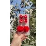 Toka Perisi Baby Kırmızı Flora Saçı Az(saçı acıtmayan) Bebek Toka Seti 4 adet