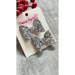 Toka Perisi Bebek Gümüş Miks Glitter Pırıltılı Fiyonk Klips Toka ( 4 cm metal klips toka )