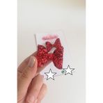 Toka Perisi Glittery Kırmızı Mini Fiyonk Metal Klips Toka