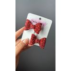 Toka Perisi Kırmızı Glitter Simli 2'li Mini Fiyonk Klips Toka
