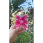 Toka Perisi Kız Bebek Fuşya Pembe Dantel Fiyonk Metal Klipsli Toka