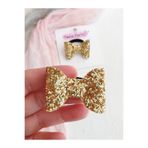 Toka Perisi Kız Bebek Gold Mini Fiyonk Saç Lastik İki toka