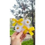 Toka Perisi Kız Çocuk Beyaz Papatya Kurdela Toka Seti(3cm metal klips)