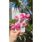 Toka Perisi Kız Çocuk Pembe Papatya Kurdela Toka Seti(3cm metal klips)