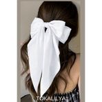 TOKALİLYA Kadın Saten Beyaz Büyük Boy Otomatik Klips Toka
