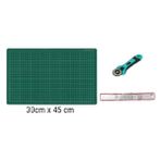 Tokia A3 Kesim Matı Tahtası Yuvarlak Bıçaklı Rulet ve 30 cm Çelik Cetvel Seti 30 x 45 cm Tayvan