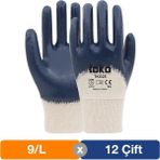 Toko TKG25 No: 9/L - 12'li Paket Lacivert Pamuk Nitril Eldiven
