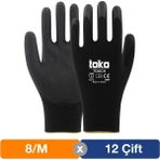 Toko Touch No: 8/M 12 Adet Siyah Poliüretan Kaplı Polyester Örme Eldiven