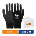 Toko Touch No: 8/M 288 Adet Siyah Poliüretan Kaplı Polyester Örme Eldiven