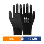 Toko Touch No: 9/I 12 Adet Siyah Poliüretan Kaplı Polyester Örme Eldiven