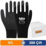 Toko Touch No: 9/I 288 Adet Siyah Poliüretan Kaplı Polyester Örme Eldiven