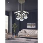 Tokyo 3 Renk Işık Özellikli Şık Modern Krom Kaplama Sarkıt LED Avize Salon A - 1BW-Beyaz