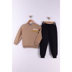 Tokyo Baskılı Iki Ip Eşofman Takım - Kahverengi - 2 - 3 Yaş