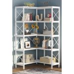 Tolia Home 5 Katlı Metal Iskeletli Köşe Raf Kitaplık Çok Amaçlı Aksesuar Rafı Düzenleyici - 167x80 cm - Beyaz