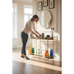 Tolia Home Gold Renk 2 Katlı Füme Temper Camlı Çerçeveli Konsol Dresuar - Gold - Şeffaf