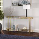 Tolia Home Gold Renk 2 Katlı Şeffaf Temper Camlı Çerçeveli Konsol Dresuar
