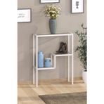 Tolia Home Modern Beyaz Renk Metal Iskeletli Temper Camlı Raflı Dresuar Konsol Çiçeklik Saksılık
