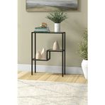 Tolia Home Modern Siyah Renk Metal Iskeletli Temper Camlı Raflı Dresuar Konsol