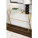 TOLIAHOME Gold Renk Temper Camlı Dresuar Metal Konsol