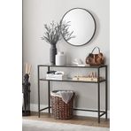 TOLIAHOME Modern 2 Katlı Siyah Renk Metal Iskeletli Cam Raflı Dresuar Konsol