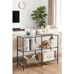 TOLIAHOME Modern 3 Katlı Siyah Renk Metal İskeletli Cam Raflı Dresuar Konsol