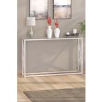 TOLIAHOME Modern Beyaz Renk Metal İskeletli Temper Camlı Raflı Dresuar Konsol