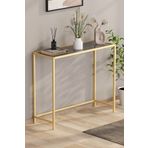 TOLIAHOME Modern Gold Renk Füme Temper Camlı Dresuar Metal Konsol