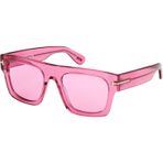 Tom Ford FAUSTO FT 0711 Parlak Şeffaf Fuşya/Pembe 53/20/145 unisex Güneş Gözlüğü, Parlak Şeffaf Fuşya/Pembe, 53/20/145