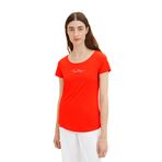 Tom Tailor 15612 Basic Yazılı Ateş Kırmızısı Kadın T-shirt