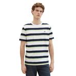 Tom Tailor 35071 Beyaz Lacivert Çok Kalın Çizgili Erkek T-shirt