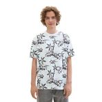 Tom Tailor 35501 Mavi Gri Tropikal Baskı Denim Erkek T-shirt
