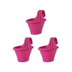 Tom1 Askılı Balkon Saksı Seti, 20 Cm, 3 Litre 3 Adet Fuşya