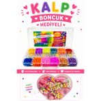 TOMBİ-X Lastik Örgü Bileklik Ve Kolye Yapma Seti 1500 Parça - orta boy - KALP model hediyeli
