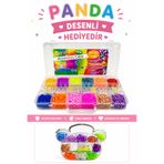 TOMBİ-X Lastik Örgü Bileklik Ve Kolye Yapma Seti 1500 Parça - orta boy -Panda model hediyeli