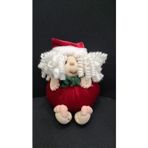 TOMBİŞ El Yapımı Noel Baba Bez Bebek, Dekoratif Yılbaşı Süsü, Kırmızı Kadife, 13x11x10 CM, Tek Parça