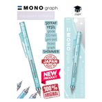 Tombow Mono Graph Shimmer Serisi, 0,5 mm, Şeffaf Gövde, Yeşil