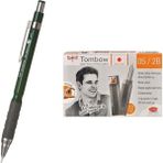 Tombow Uclu Kalem Sh-300 Grip Koyu Yesil 0.5 Mm + 12 Tup Tombow 0.5Mm 2B Min