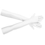 Tomedeks Beyaz eldiven, kadın uzun eldiven, klasik opera, düğün, gelin eldiveni, elastik, yakl. 53 cm uzunluğunda, dizilimli sindirella kostümü, kadın, spandeks güneş koruması, uzun eldiven, a, A