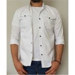Tomiross Kıvanç Beyaz Erkek Rahat Esnek Slim Fit Kalıp Pamuklu Kot Gömlek KIVANC-1927 - XL