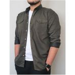 Tomiross Kıvanç Haki Erkek Rahat Esnek Slim Fit Kalıp Pamuklu Kot Gömlek Kıvanc-1927