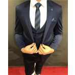 Tomiross TKMELBS-8682 Erkek Lacivert İtalyan Kesim Slim Fit Takım Elbise