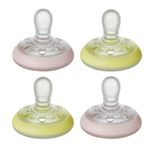 Tommee Tippee Closer to Nature Gece Emzik Emziği - BPA içermez, Göğüs Benzeri Şekil - Mavi ve Sarı - 0-6 Ay, 4 Sayı, Pembe