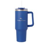 Tommy Bahama Vakum Yalıtımlı Pipetli Su Şişesi - Çift Duvarlı Paslanmaz Çelik, BPA İçermez, İçecekleri 12 Saat Sıcak veya Soğuk Tutun - Americana Lacivert, 40 oz