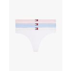 Tommy Hilfiger 3 PACK FLAG THONG (EXT. SIZE) Kadın İç Giyim, Beyaz-Pembe-Mavi, S
