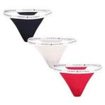 Tommy Hilfiger 3 PACK TANGA THONG Kadın İç Giyim, Siyah-Kırmızı-Gri, S
