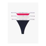 Tommy Hilfiger 3 PACK TANGA THONG Kadın İç Giyim, Siyah-Kırmızı-Gri, XS